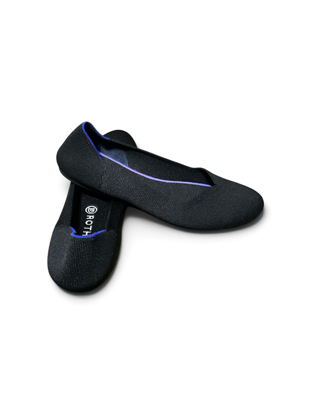 Rothy's Black Flats with Blue-Purple Trim - Women's Slip-Ons size 13
